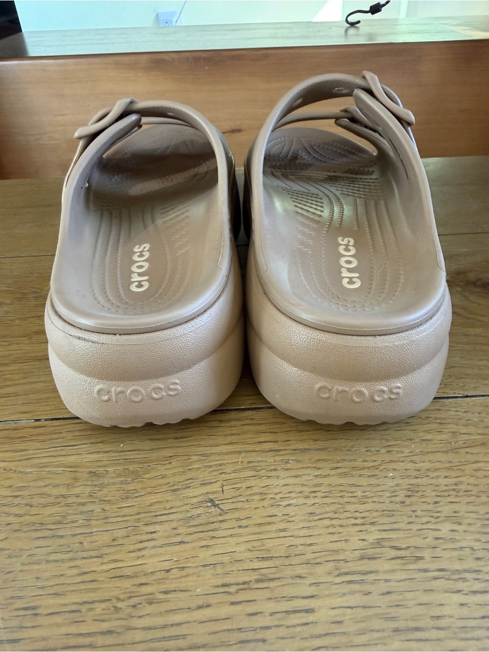 CROCS Platform Double Buckle Slide Sandals in Blush Pink - Picture 7 of 7